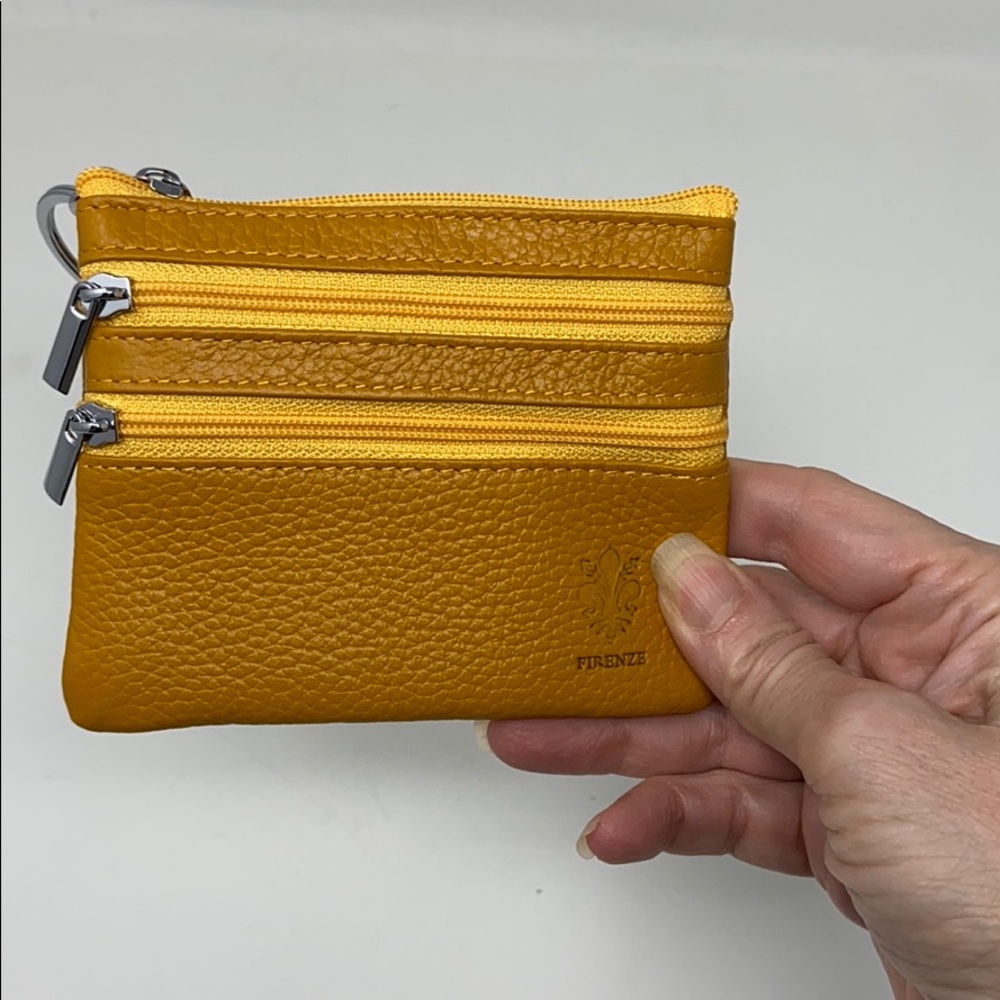 Firenze Italy Mustard Yellow Leather compact Wallet